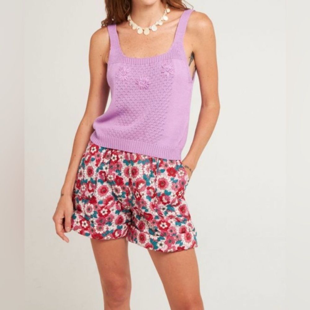 ANTIK BATIK Blossom Quilted Shorts Red Size Small - Picture 4 of 8